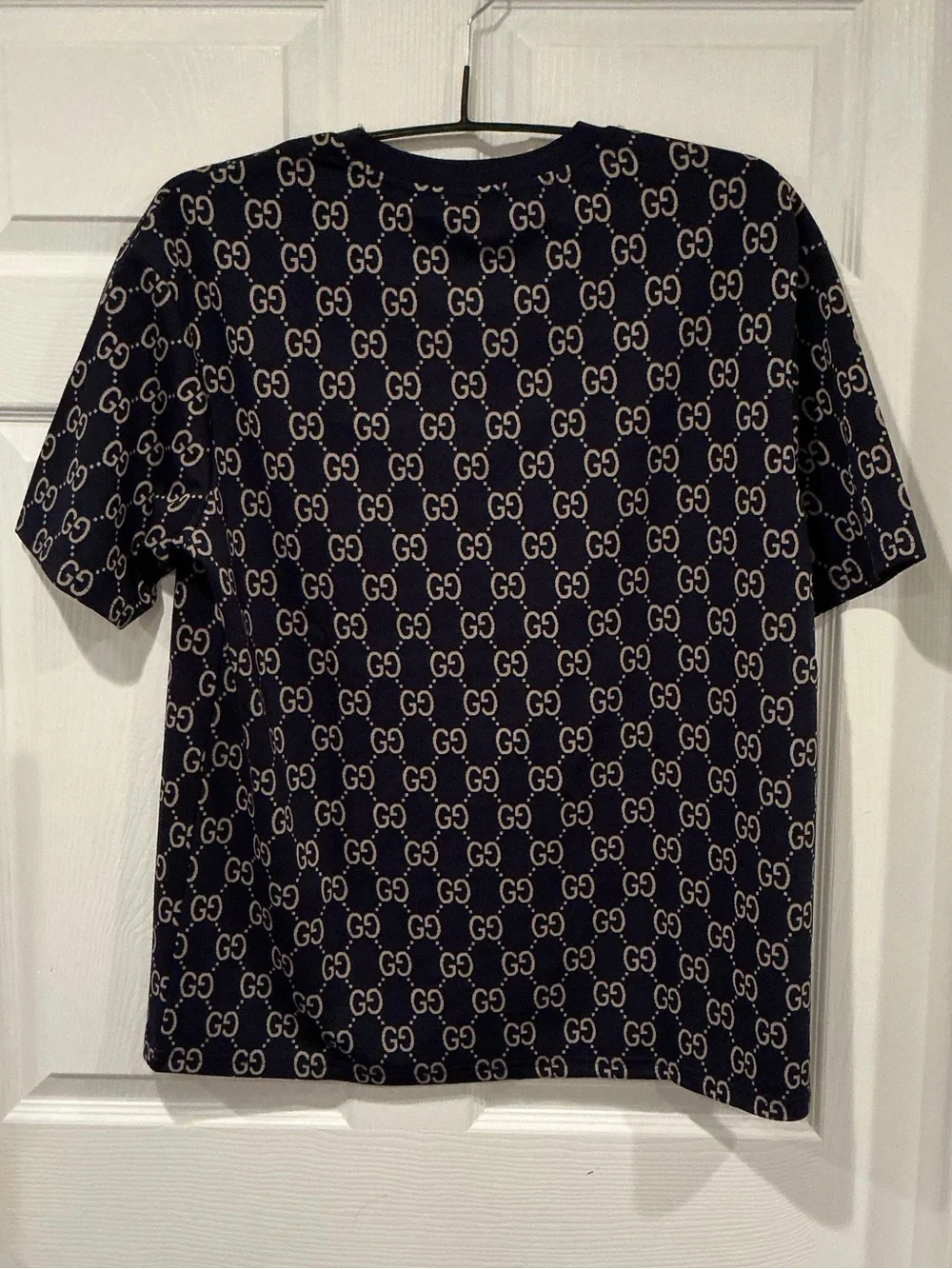 Gucci Navy & Beige Short-Sleeve GG Monogram Tee